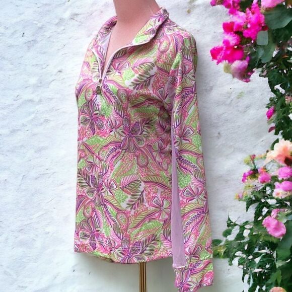 STELLA PARKET NWT GOLF COLLECTION LILAC RASH GUARD TOP QUICK DRY UPF 50 1/4 ZIP - Picture 3 of 8